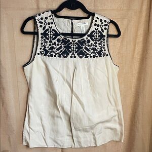 Banana Republic Embroidered Sleeveless Top - Black and Cream